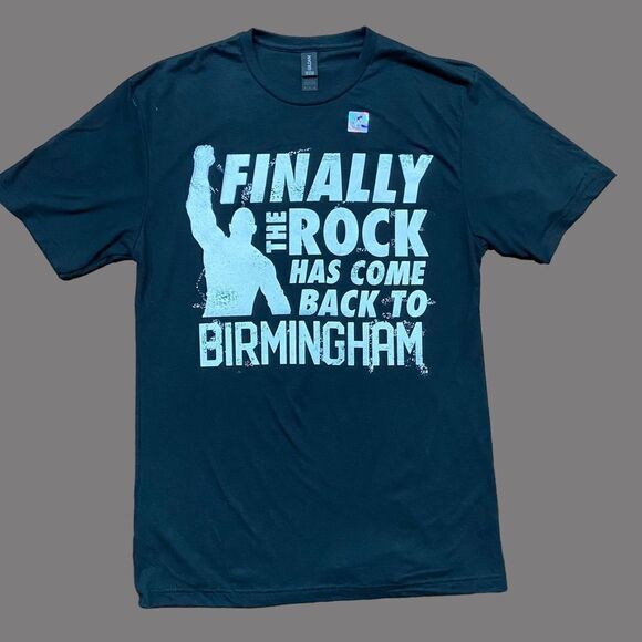 Gildan WWE The Rock Alabama Birmingham Black T-Shirt NWT Men's Size Medium - Picture 1 of 9